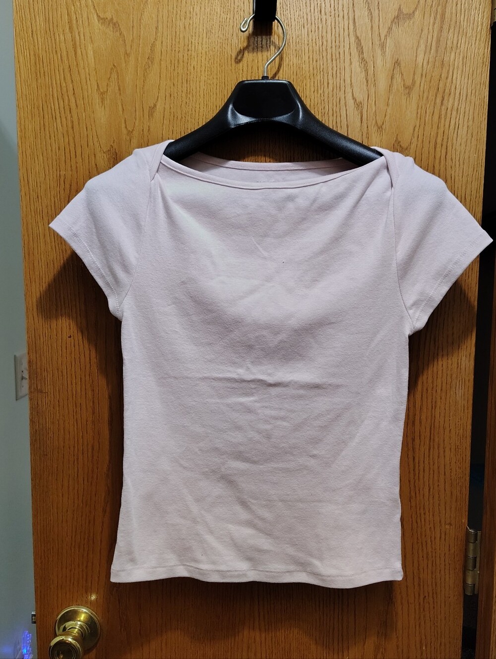 Women's Light Pink Short Sleeve Boatneck Top